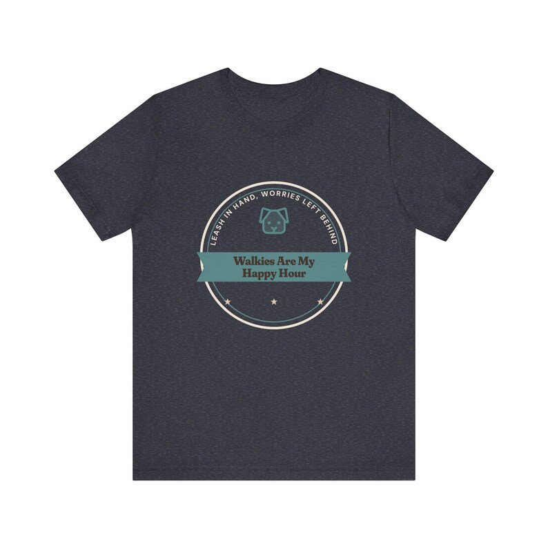 犬の散歩をする人向けTシャツ、「散歩は私のハッピーアワー」、コットンTシャツ（受注生産） 画像 7