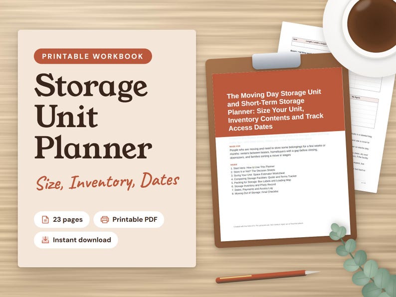 Downsizing Move Planner Bundle: Downsizing Workbook, Pre-Move Decluttering Planner, Storage Unit Planner: Storage Unit Planner