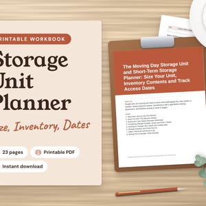 Storage Unit Planner Printable for Moving: Size, Inventory, Dates