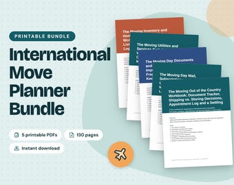 International Move Planner Bundle: International Move Planner Workbook, Moving Mail, Moving Day Important Documents Folder and Valuables