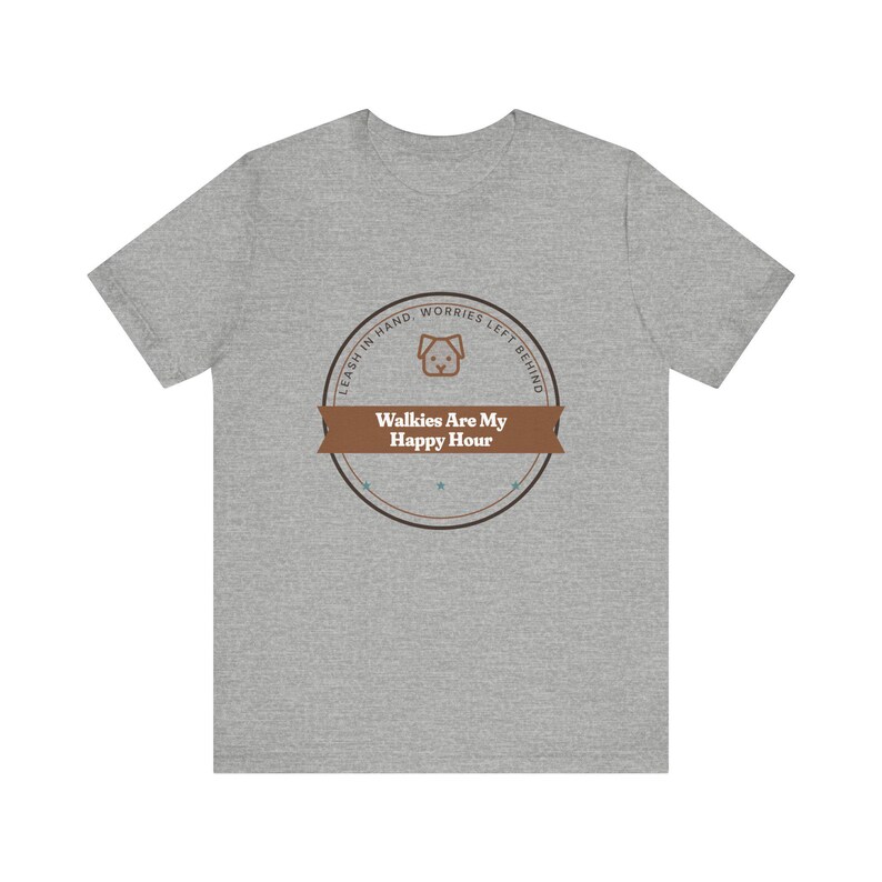 犬の散歩をする人向けTシャツ、「散歩は私のハッピーアワー」、コットンTシャツ（受注生産） 画像 5