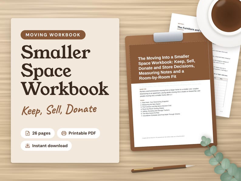 Downsizing Move Planner Bundle: Downsizing Workbook, Pre-Move Decluttering Planner, Storage Unit Planner: Downsizing Workbook