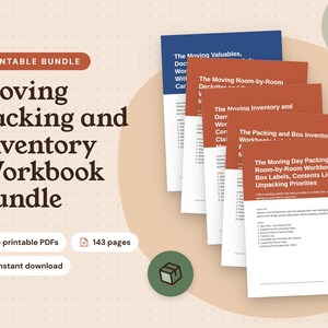Moving Packing & Inventory Workbook Bundle: 5 Printable PDFs (143 Pages)