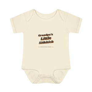 Baby Bodysuit for Grandpa's Little Sidekick, Sweet New Baby Gift or Grandparent Reveal image 2