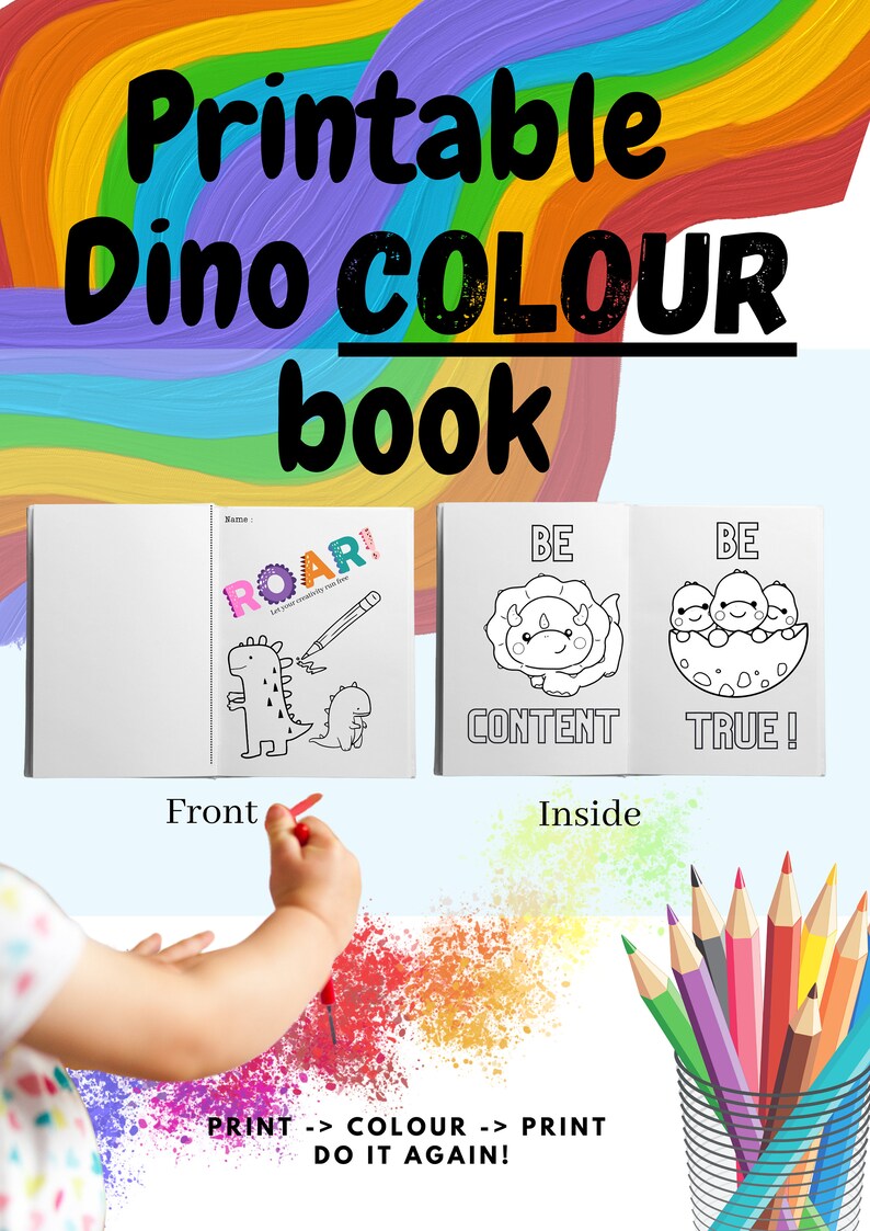 Printable Dinosaur Colouring Booklet - Etsy