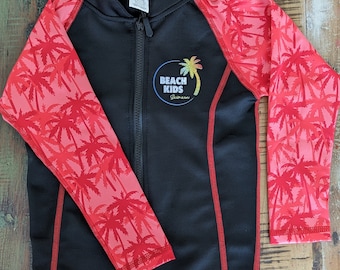 Kids Rash Guard - Red Tropical Palm