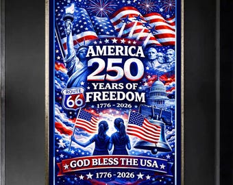 250th Anniversary Poster – 250 Years Wall Art for 4th of July & USA Independence digital download