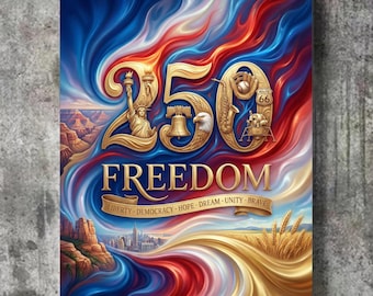 USA 250 Anniversary Wall Art – 250 Years USA Print for 4th of July Celebration digital download