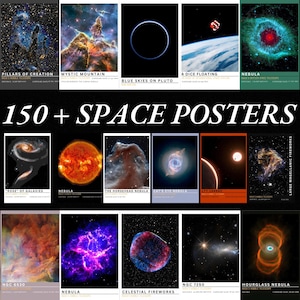 Stunning Space Poster Bundle - 150+ NASA Hubble & James Webb Telescope Prints - Galaxy, Nebula, Cosmos Wall Art - Outer Space Decor Set