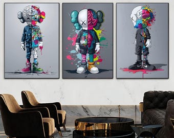 Hypebeast Graffiti Poster Set of 3 | Urban Streetwear Figure Art Prints | Modern Designer Wall Decor Digital Download