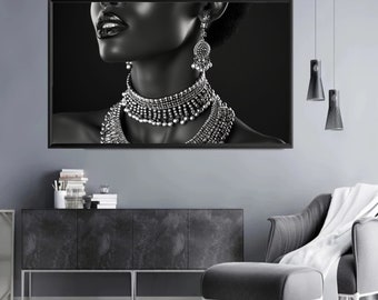 African Woman Art Prints: Black Woman Painting Portrait | Girl Digital Downloadable Wall Decor Home