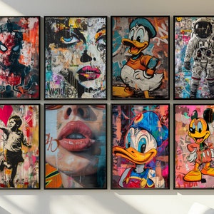 Graffiti Wall Art Set Of 8 ,Street Pop Art Print Set,Printable Fashion Decor, Graffiti Poster, Framed Print,Printed,DIGITAL DOWNLOAD