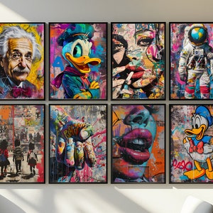 Graffiti Wall Art Set Of 8,Street Pop Art Print Set,Printable Fashion Decor, Graffiti Poster, Framed Print,Printed Art,Altered Art