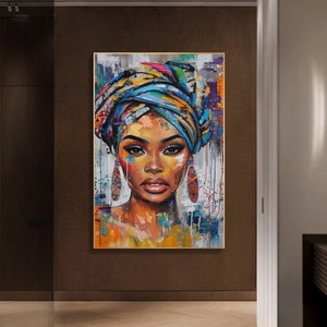 Afrikanische Frau Porträt Wand Kunst 3er-Set, moderne ethnische Pop Art Drucke, lebendige digital, Stammes- Mode-Dekor, druckbare Wanddekoration Bild 9