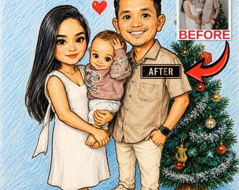 Custom Caricature Portrait | Cartoon Photo Gift Couple Family Caricature | Caricature Drawing Photo Art