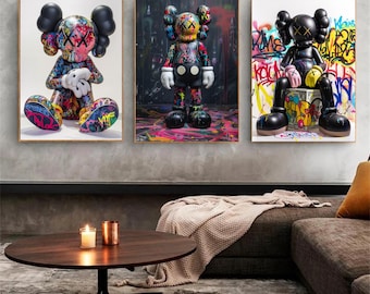 Hypebeast Wall Art Set Minimalist Graffiti Figure Posters |Urban Street Art Decor for Modern Home, Office, Studio digital download