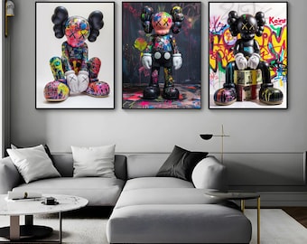 Graffiti Figure Poster Set of 3, Urban Wall Art, Hypebeast Digital Download, Minimalist Street Art, Modern Room Decor for Home & Office