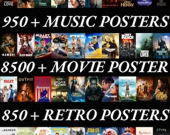 Vintage Music Posters | Artful Movie Poster Prints | Retro Wall Art Bundle | Trendy Gifted Decor