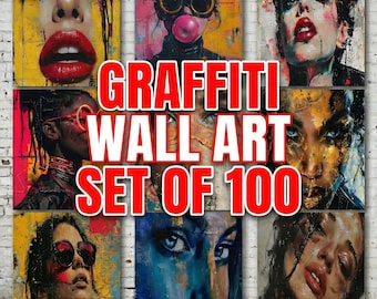 Graffiti Wall Art Prints Bundle | Modern Street Art Digital Download Set of 100, Urban Graffiti Posters for Home Decor, Art Enthusiasts