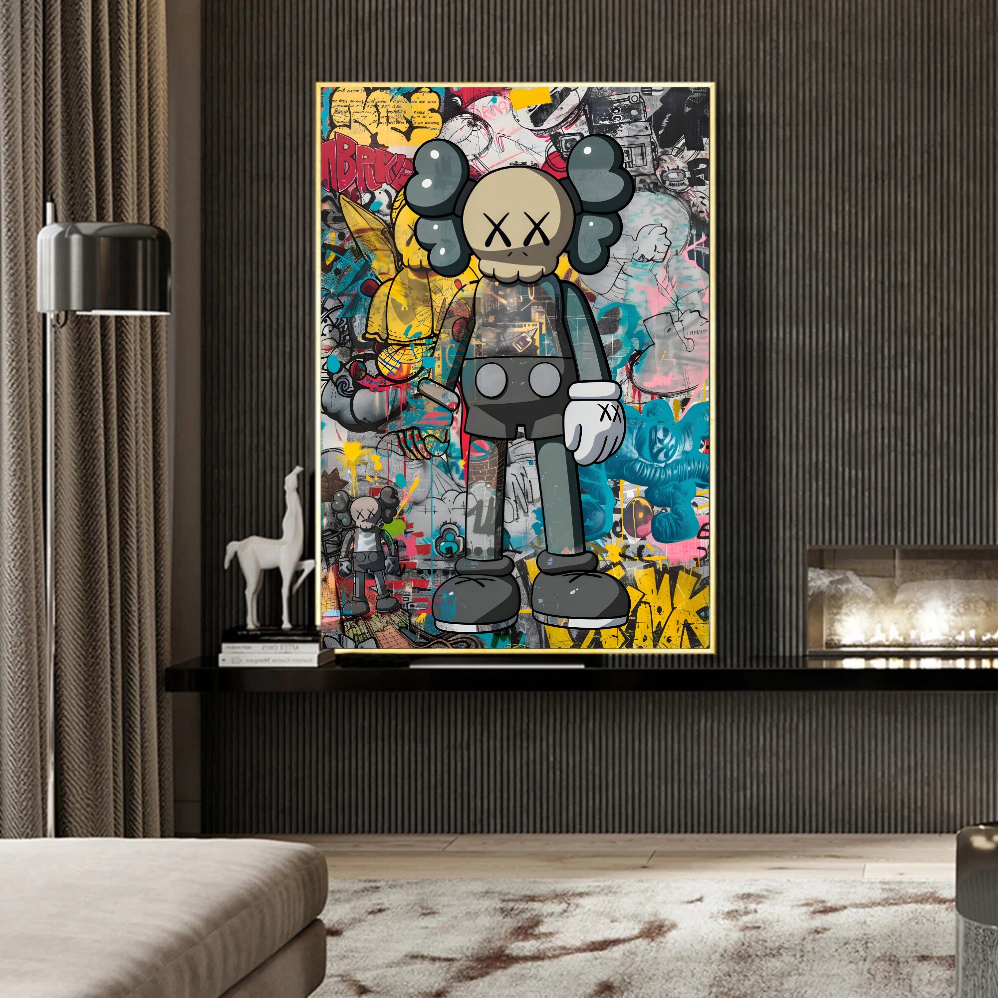 Kaws Graffiti Art Set of 3 | Digital Street Art Wall Decor