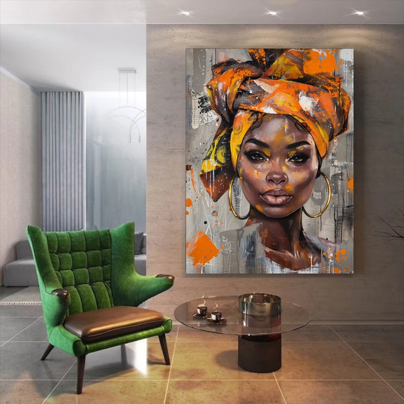 Afrikanische Frau Porträt Wand Kunst 3er-Set, moderne ethnische Pop Art Drucke, lebendige digital, Stammes- Mode-Dekor, druckbare Wanddekoration Bild 7
