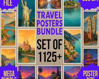 City Poster Bundle | Retro Travel Poster Prints Wall Art Set | City Prints Bundle Travel Art Collection