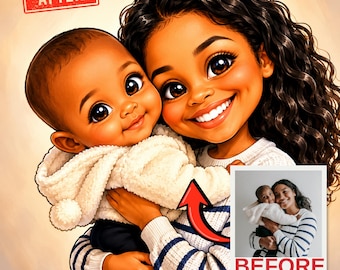 Digital Caricature Portrait | Wedding Couple Family Group Custom Caricatures | Funny Caricature Gift Art