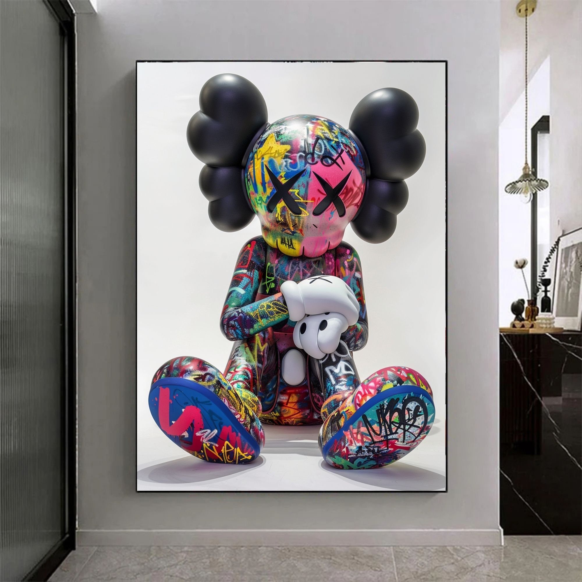 No.305フレーム付きキャンバスアート　KAWS ブランドアートポスター Amazon.co.jp: KAWS Sesame Street 絵画 インテリア カウズ