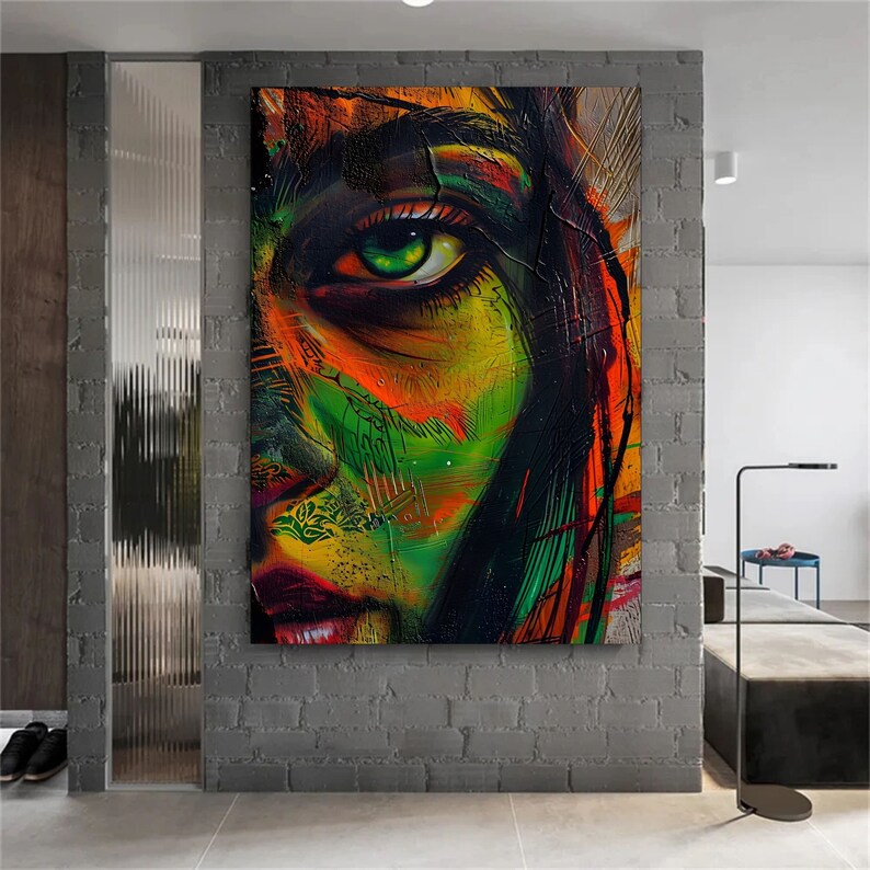 Graffiti Portrait Wall Art Set of 8 – Digital Urban Abstract Faces & Street Style Prints image 5