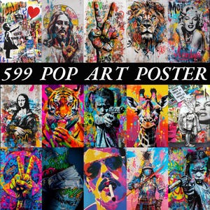 Maximalist Wall Art Set of 599 | Modern Pop Art and Street Art Prints | Urban Graffiti Wall Collage for Gallery Wall, Large Photo Prints image 1