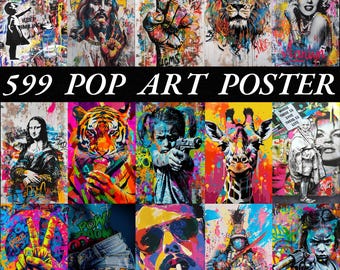 Maximalist Wall Art Set of 599 | Modern Pop Art and Street Art Prints | Urban Graffiti Wall Collage for Gallery Wall, Large Photo Prints