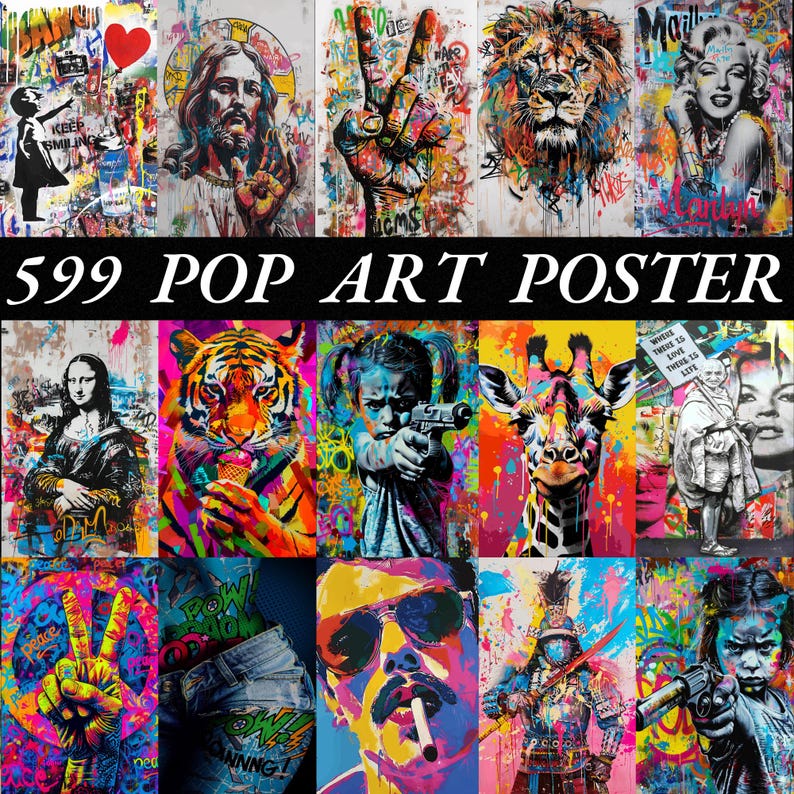 Maximalist Wall Art Set of 599 | Modern Pop Art and Street Art Prints | Urban Graffiti Wall Collage for Gallery Wall, Large Photo Prints image 1