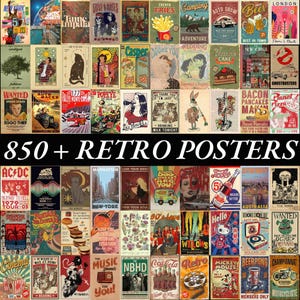 Vintage Retro Poster Bundle Digital Wall Art | 850+ Aesthetic Retro Prints | Modern Wall Decor | High-Quality 300 DPI Poster Pack image 6