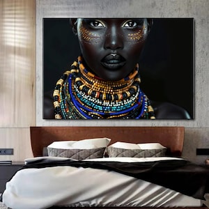 Schwarze Frau Kunst Digital Download Gemälde, Portrait, Druck | Afroamerikaner & Mädchen-Wand-Dekor