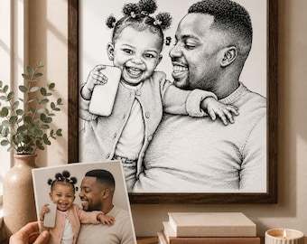 Photo to Drawing Custom Art | Hand Drawing Photo Into Drawing Gift | Custom Photo Drawing From Photo Print