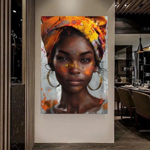 Afrikanische Frau Porträt Wand Kunst 3er-Set, moderne ethnische Pop Art Drucke, lebendige digital, Stammes- Mode-Dekor, druckbare Wanddekoration Bild 5