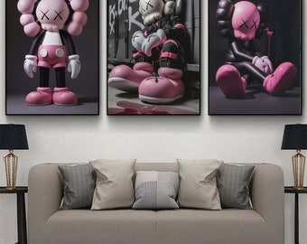 Pink Toy Poster Set of 3 | Modern Pop Art Streetwear Decor | Hypebeast Wall Art | Digital Download | Contemporary Home Decor