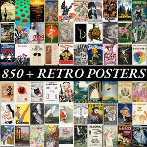 Vintage Retro Poster Bundle Digital Wall Art | 850+ Aesthetic Retro Prints | Modern Wall Decor | High-Quality 300 DPI Poster Pack image 1