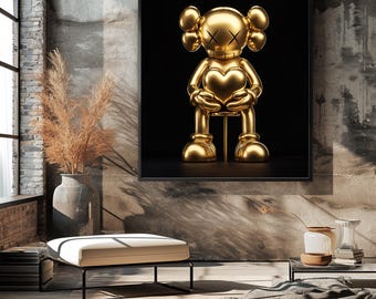 Gold Toy Heart Poster – Luxury Graffiti Art (Digital Download)