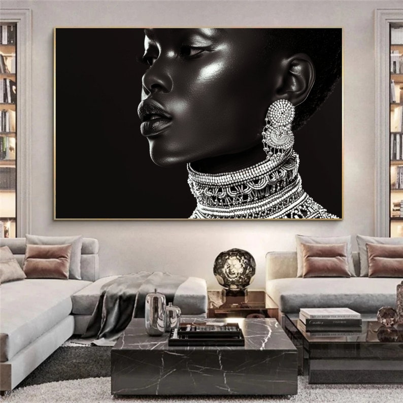 African Woman Art Print | Afrocentric Art Tribal Fashion Silhouette Minimalist | Gallery Wall Printable image 4
