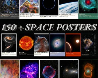 Space Poster Bundle 150+ NASA Hubble & James Webb Telescope Prints | Galaxy Nebula Cosmos Wall Art | Outer Space Decor Set