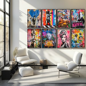 Graffiti Pop Art Prints Set of 10, Urban Street Art Collection, Printable Wall Decor, Vibrant Digital Download Posters