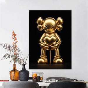 Hypebeast Golden Poster,set of 3,printable Gold Kaws