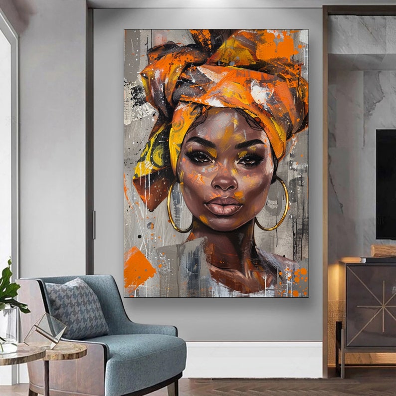 Afrikanische Frau Porträt Wand Kunst 3er-Set, moderne ethnische Pop Art Drucke, lebendige digital, Stammes- Mode-Dekor, druckbare Wanddekoration Bild 2