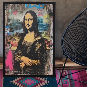 mona lisa graffiti – Urban Graffiti Style Unframed Print, Pop Art Home Decor Wall Art