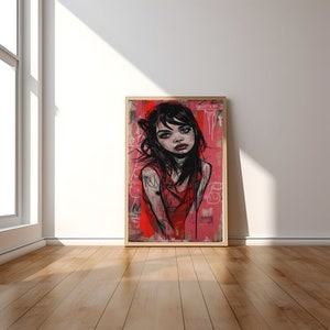 Graffiti Portrait Wall Art Set of 8 – Digital Urban Abstract Faces & Street Style Prints image 2