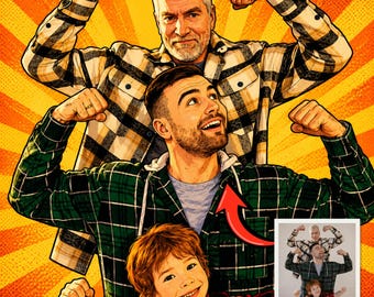 Custom Pop Art Portrait from Photo, Comic Book Caricature, WPAP Family or Couple Illustration, High Resolution Digital Gift
