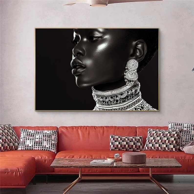African Woman Art Print | Afrocentric Art Tribal Fashion Silhouette Minimalist | Gallery Wall Printable image 6
