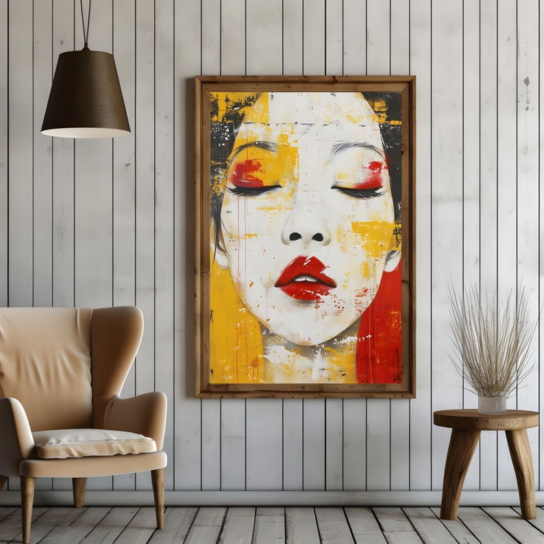 Graffiti Portrait Wall Art Set of 8 – Digital Urban Abstract Faces & Street Style Prints image 3