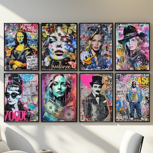 Street Pop Art Print Set Of 8 Fashion Graffiti Pop Art Print Set | Modern Urban Wall Decor Download